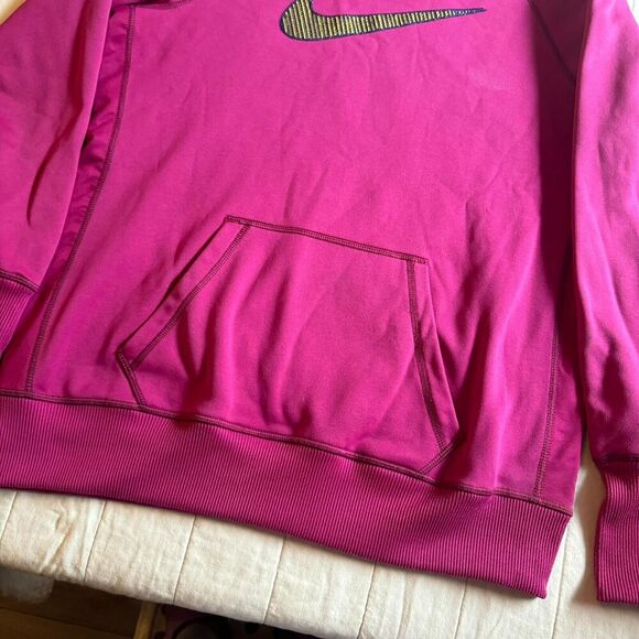 Womens Large Nike Thermafit Hoodie Pullover Sweatshirt Purple Gold Swooshstripe - Picture 3 of 9